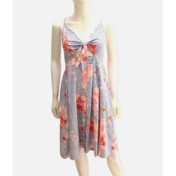 ECHO WISH- WOMENS ADJUSTABLE SPAGUETTI STRAP KNEE LENGHT FRONT OPEN SIZE MEDIUM - Picture 3 of 8